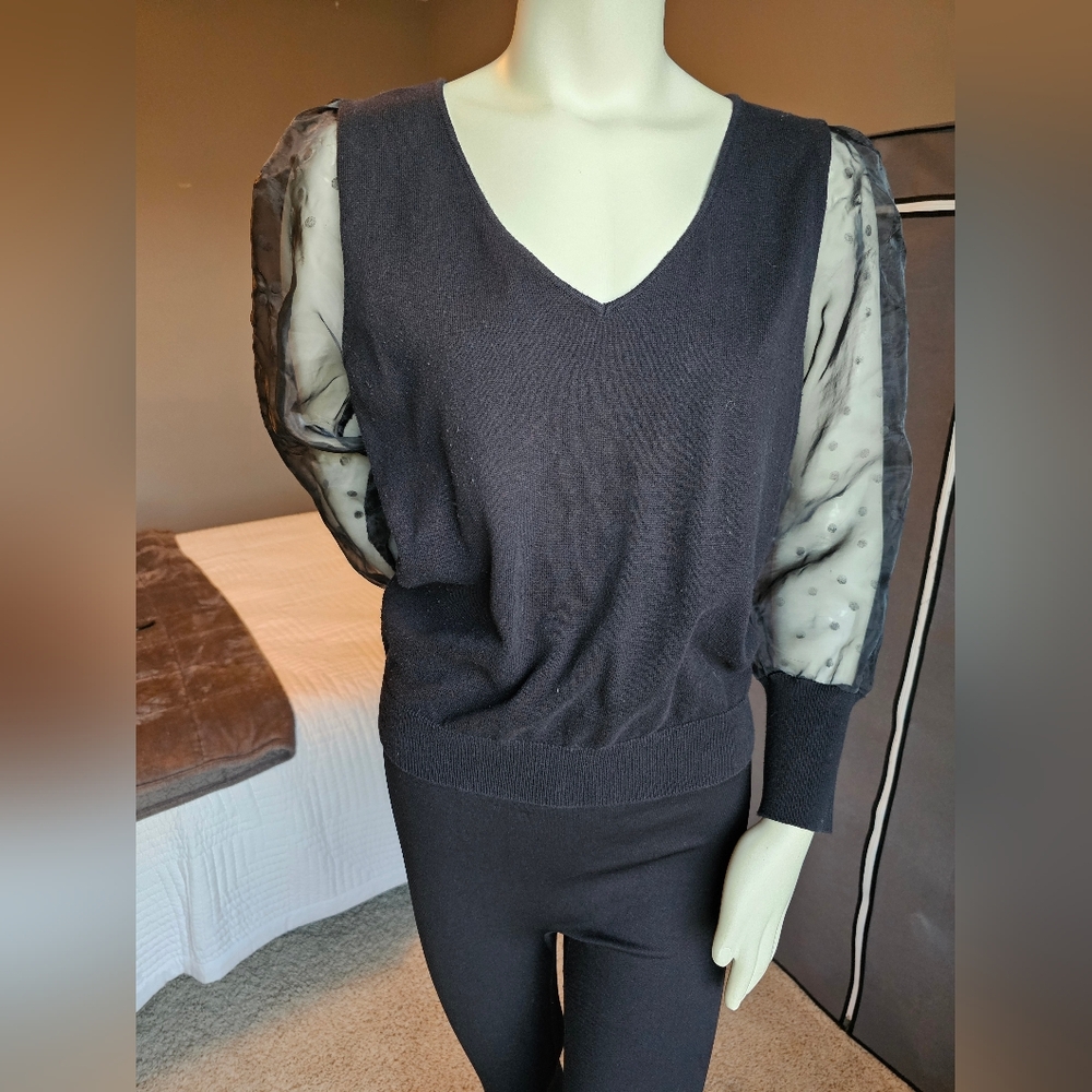 V-neck, Sweater, Large, Black